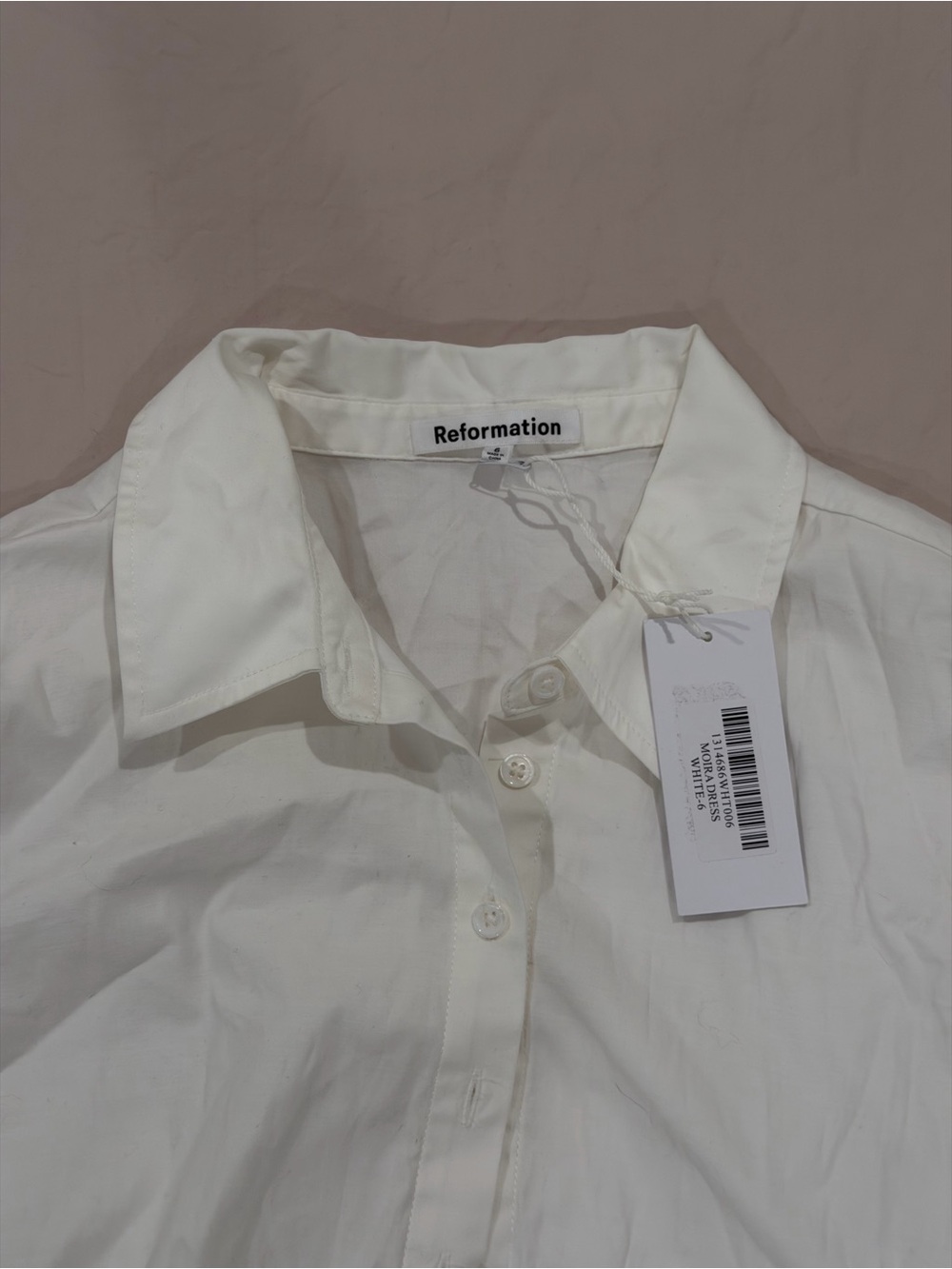 Reformation White Button-Front Shirt Dress - Picture 5 of 5